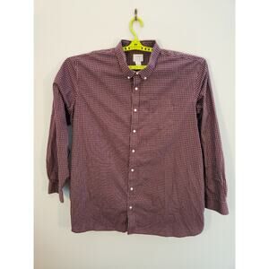 L.L. Bean Shirt Men 3XL Tall 3XLT Red Check Long Sleeve Preppy Academia Business